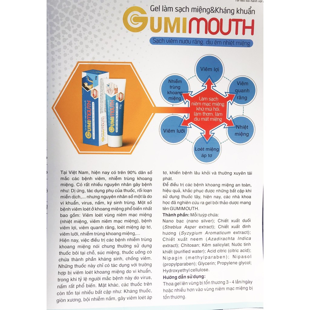 Gel Gumimouth - Sạch Viêm Nướu Răng &amp; Dịu Êm Nhiệt Miệng Tuýp 25gr