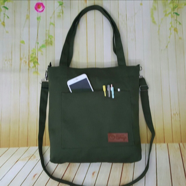 TOTE VẢI CANVAS MỀM XANH BỘ ĐỘI