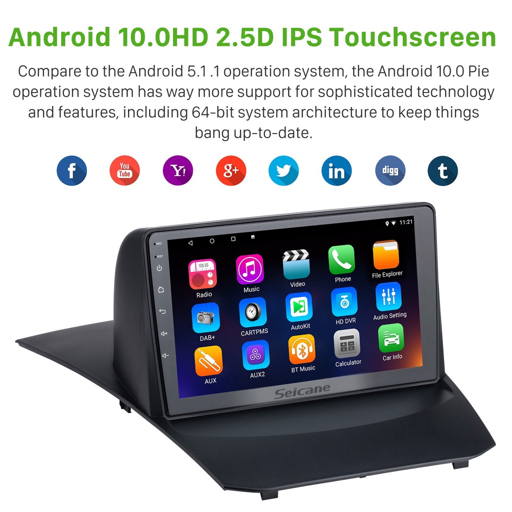 Mặt dưỡng màn hình DVD android 9” 10” FORD FIESTA 2011-2021 cắm jack nguồn Zin