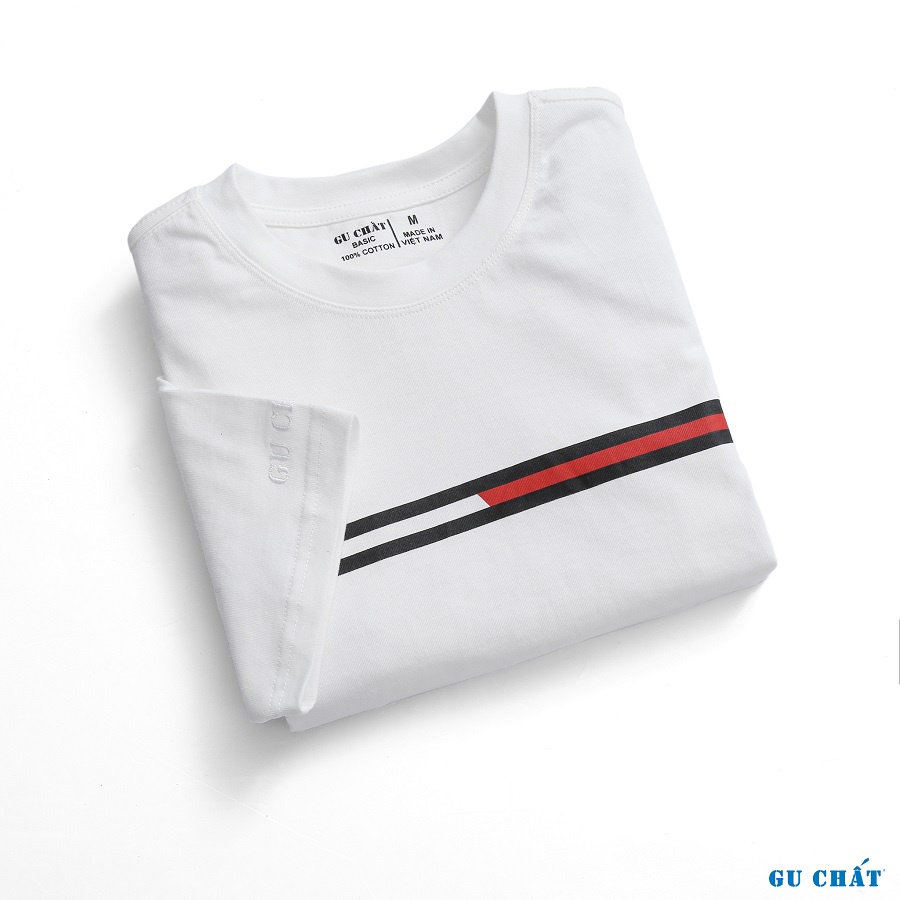Áo Thun Nam Basic GU CHẤT, Chất Cotton Mềm Mịn, Kẻ Sọc Ngang - GUTN16