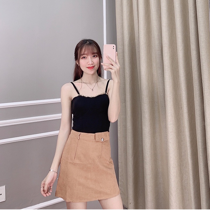 Chân váy dạ chữ A dáng ngắn co dãn nhự có quần trong MS83