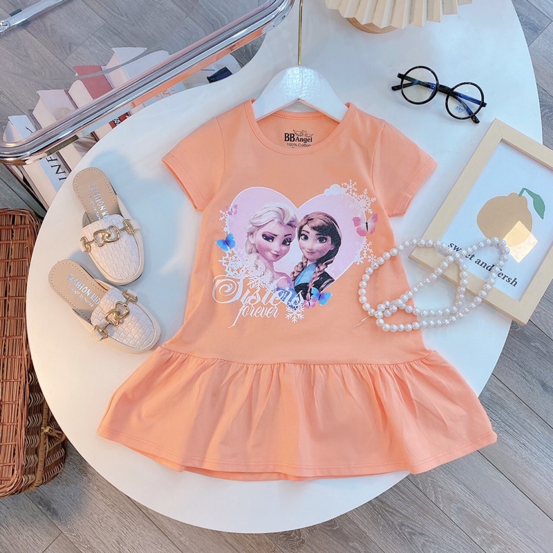 Váy đuôi cá bé gái chất liệu cotton in hình Minnie & Daisy, Công chúa Sofia, Công chúa Elsa & Ana, Mèo Kitty
