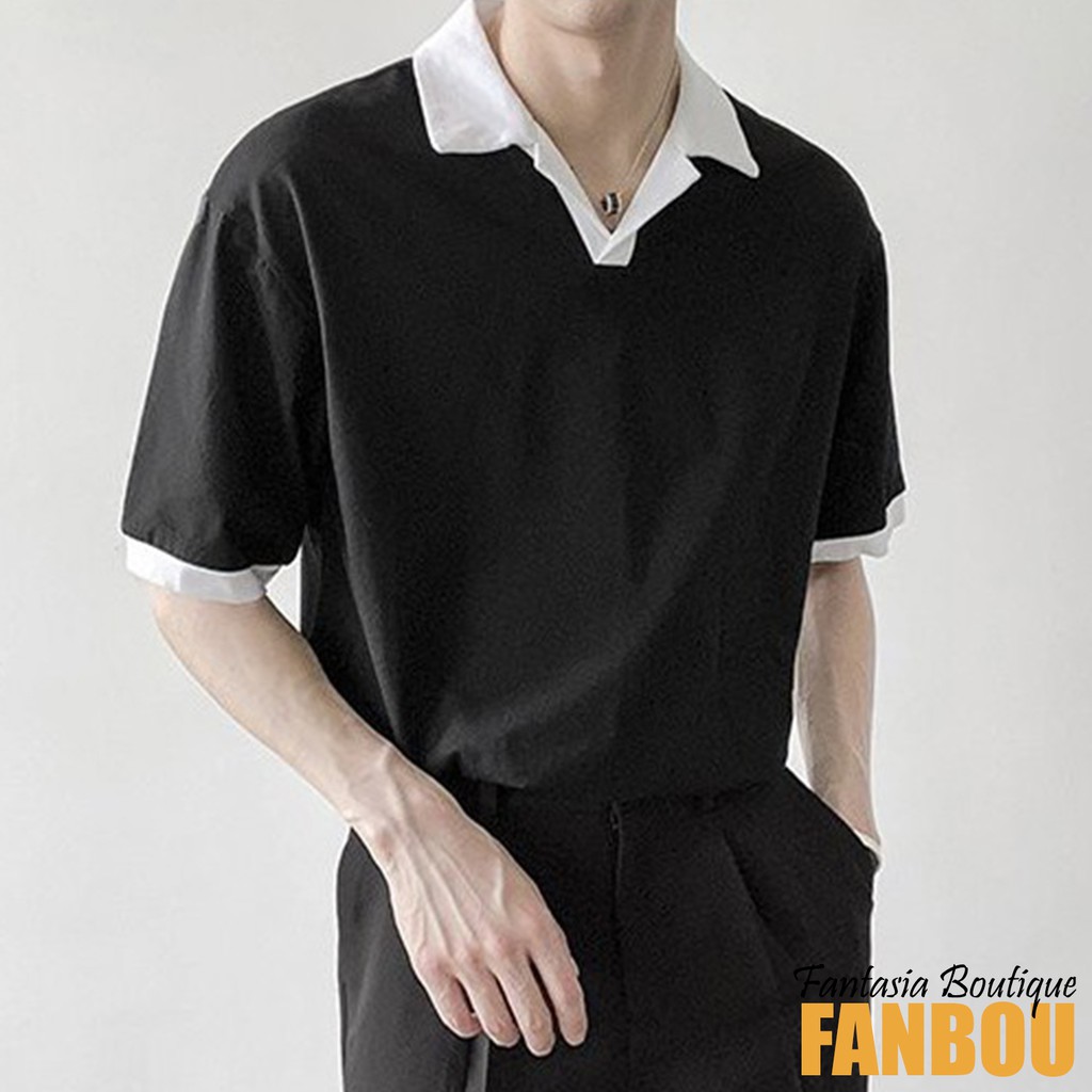 Áo thun polo nam tay ngắn cổ phối viền màu in logo | BigBuy360 - bigbuy360.vn