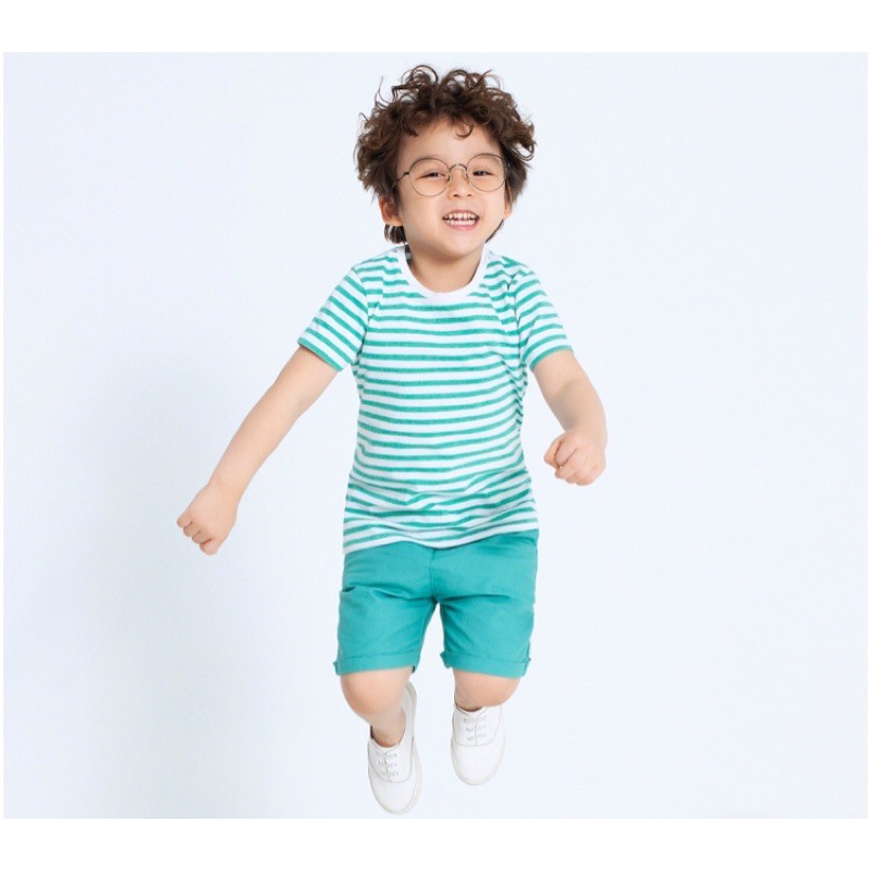 Áo phông bé trai cộc tay Canifa 100% cotton kẻ sọc cho bé 2-3 tuổi