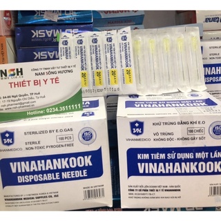 [HỘP 100 CÂY KIM 20G] Kim tiêm sử dụng 1 lần Vinahankook ĐẦU BƠM KIM TIÊM ÉP VỈ TIỆT TRÙNG 20G của VINAHANCOOK