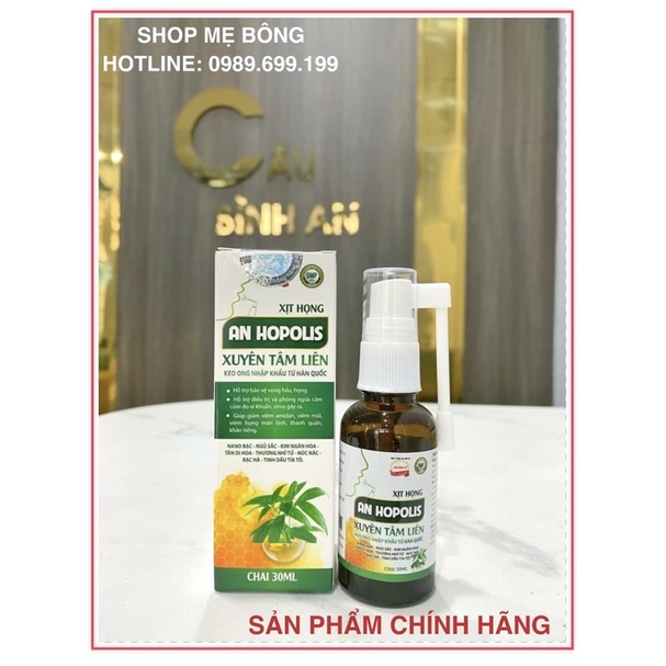 Xịt họng keo ong XUYÊN TÂM LIÊN CẦU BÌNH AN CHAI 30ml