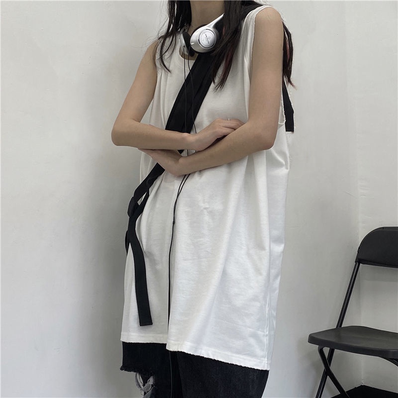 Áo Thun Sát Nách Dáng Rộng Vải Mỏng Kiểu Hồng Kông Retro Thời Trang Mùa Hè Năng Động