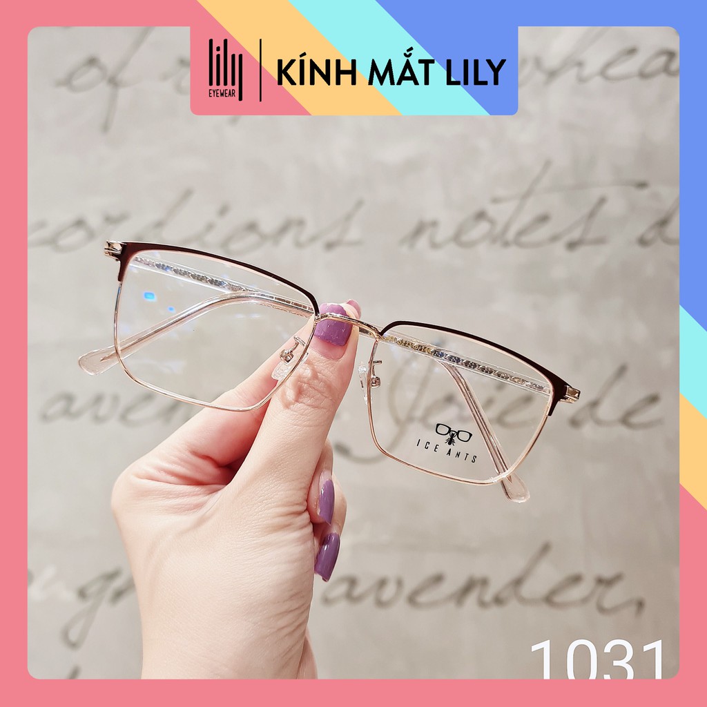 Gọng kính cận nam nữ kim loại Lilyeyewear mắt vuông thanh mảnh nhẹ nhàng 1031