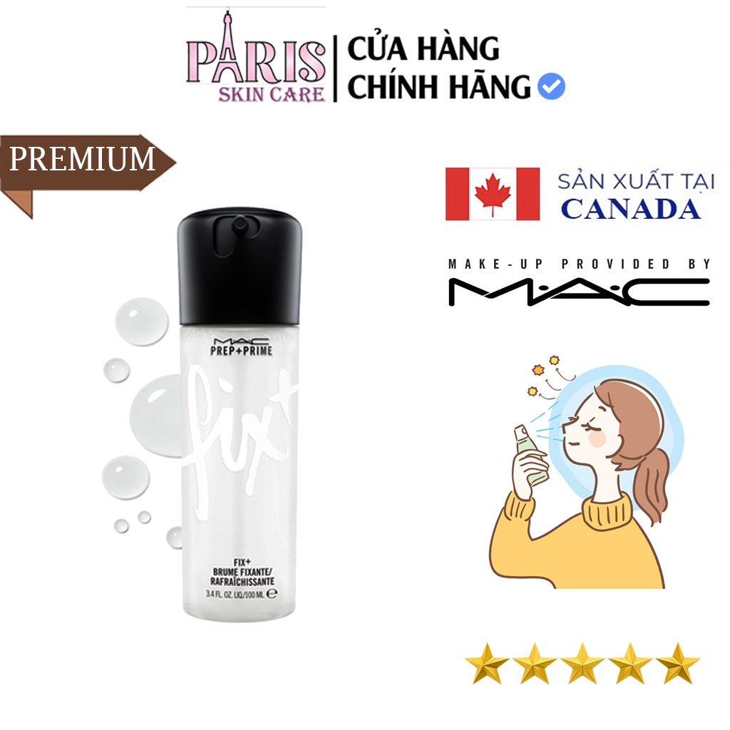 Nước Xịt Khoáng MAC Prep + Prime Fix+, Cố Định Lớp Trang Điểm Lâu Trôi Và Kiểm Soát Dầu Trên Da 100ml