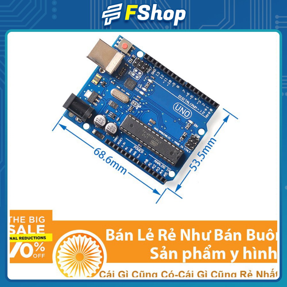 Arduino UNO R3 ATMEGA16U2 Chip Cắm ( R3 ) có cáp