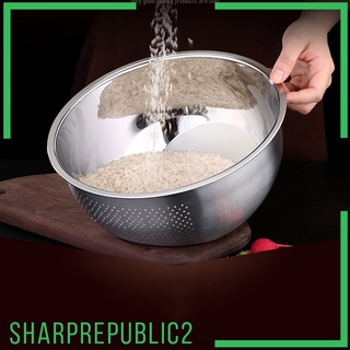 Bowl Wash Rice Fruit Vegetable Kitchen Side-Bottom Strainer Sieve 23cm