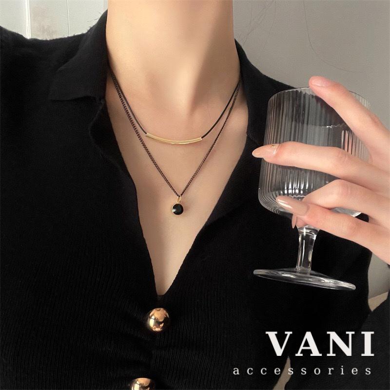Dây Chuyền Hai Lớp Bi Đen Black Pie - Vani Store [TS000616]