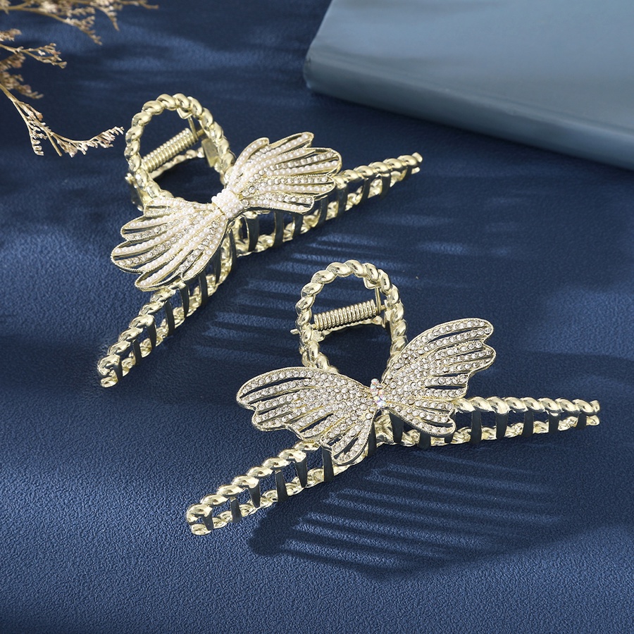 Kẹp Tóc Đuôi Ngựa Lớn Đính Đá Và Ngọc Trai Bằng Hợp Kim Phong Cách Hàn Quốc Cho Nữ