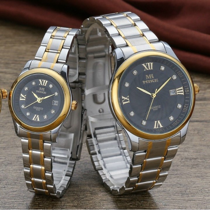 Đồng hồ nam nữ, đồng hồ cặp đôi chính hãng Mike 8098 mặt tròn, chống nước, bảo hành 12 tháng
