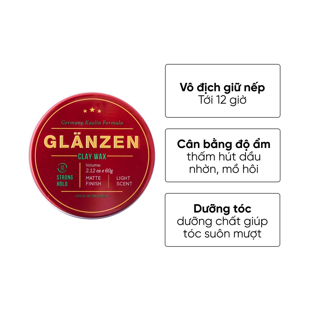 Sáp Glanzen Clay Wax 60g- Rẻ hơn hoàn tiền - Chính hãng 100%