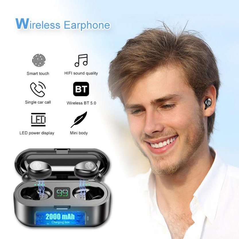 Tai Nghe Bluetooth F9 True Wireless 5.0 ⚡ FREE SHIP ⚡ Tai Nghe Không Dây, Cảm Ứng Vân Tay, Chống Nước