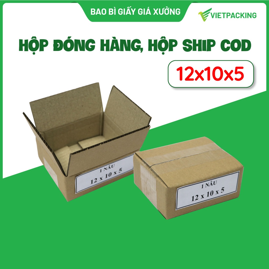 Hộp giấy đóng hàng nhỏ, hộp carton gói hàng 12x10x5 giấy cứng, vuông vức, giá rẻ