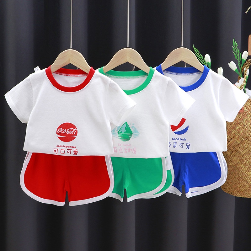 Bộ Đồ Cotton Ngắn Tay 70-130cm Thoáng Khí Thời Trang Hàn Quốc Cho Bé