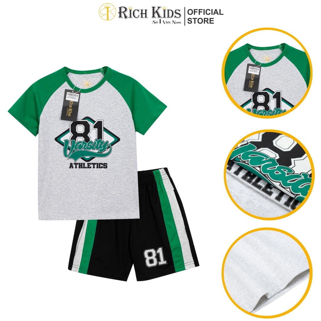 Đồ Bộ Bé Trai Vải 100%cotton Co Giãn Thoáng Mát - Richkids