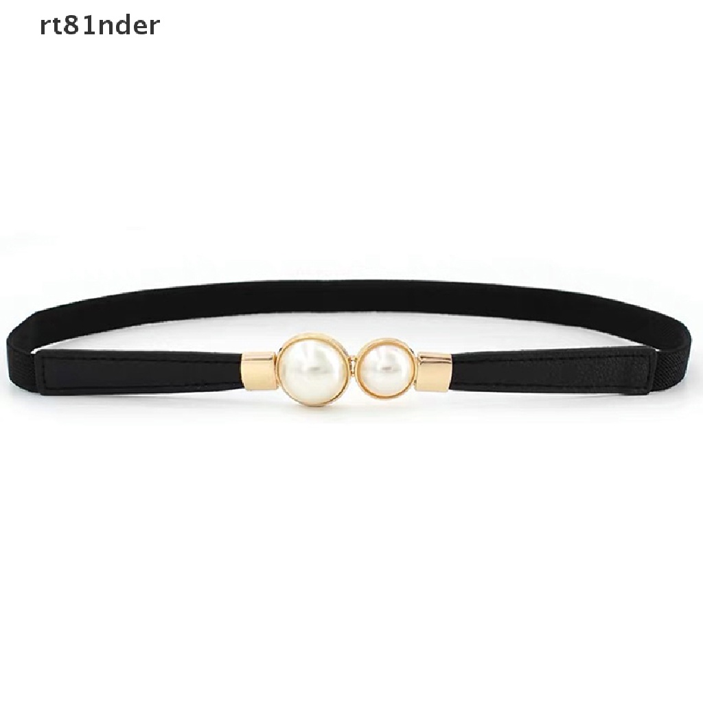 Thắt lưng da PU khóa ngọc trai co giãn thời trang dành cho nữ
