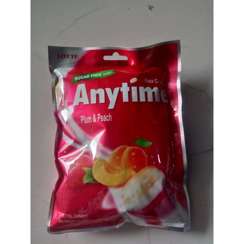 Kẹo Lotte Anytime không đường vị bạc hà/chanh/đào 60g