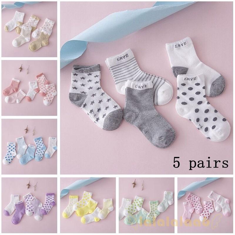 Set 5 đôi vớ cotton mềm họa tiết xinh xắn dành cho bé