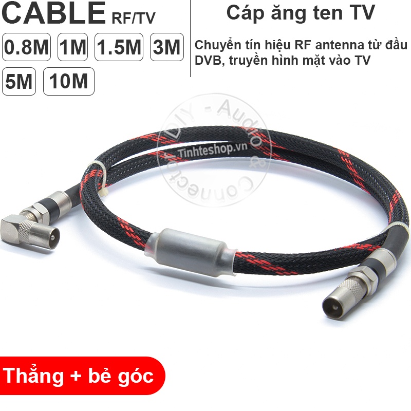 Cáp tín hiệu anten cho TV Đầu DVB T2 Truyền hình cáp 1 đầu thẳng 1 đầu vuông góc DIY 0.8M đến 5M