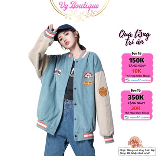 Áo Khoác Bomber Nhung Cầu Vồng End Chất Nhung Gân Dầy