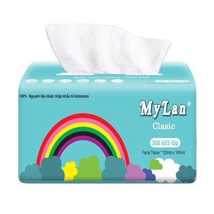 Giấy Ăn Cầu Vồng MyLan siêu dai, mềm mịn, không tan trong nước (300 Tờ/Gói, 1 Xách 10 Gói)