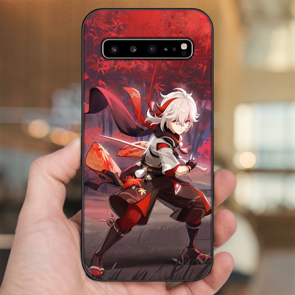 Ốp lưng Samsung S10, S10 5G, S10 Plus viền đen in hình Kazuha Genshin Impact
