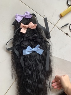 Tóc giả em bé cột xù mì 35cm