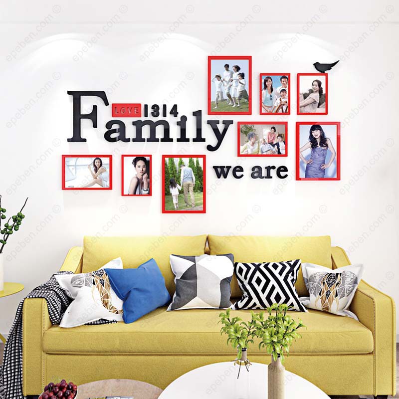 Tranh dán tường mica 3d decor khổ lớn khung ảnh chủ đề gia đình trang trí phòng khách, phòng họp Nhiều Size - EPeBen