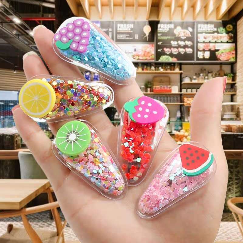 Kẹp tóc kim tuyến phối họa tiết trái cây xinh xắn cho phái nữ