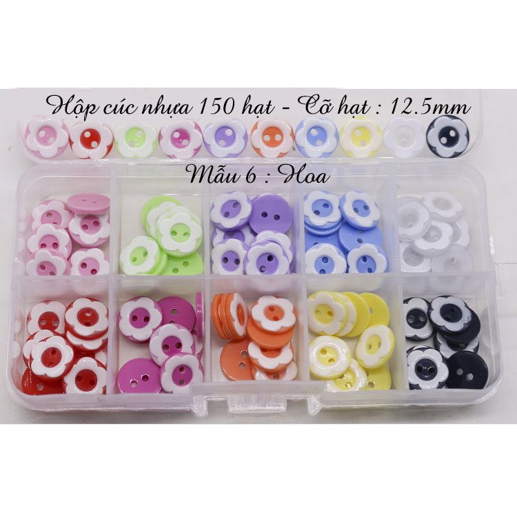 Hộp cúc áo, nút áo nhựa 150 cái nhiều mẫu