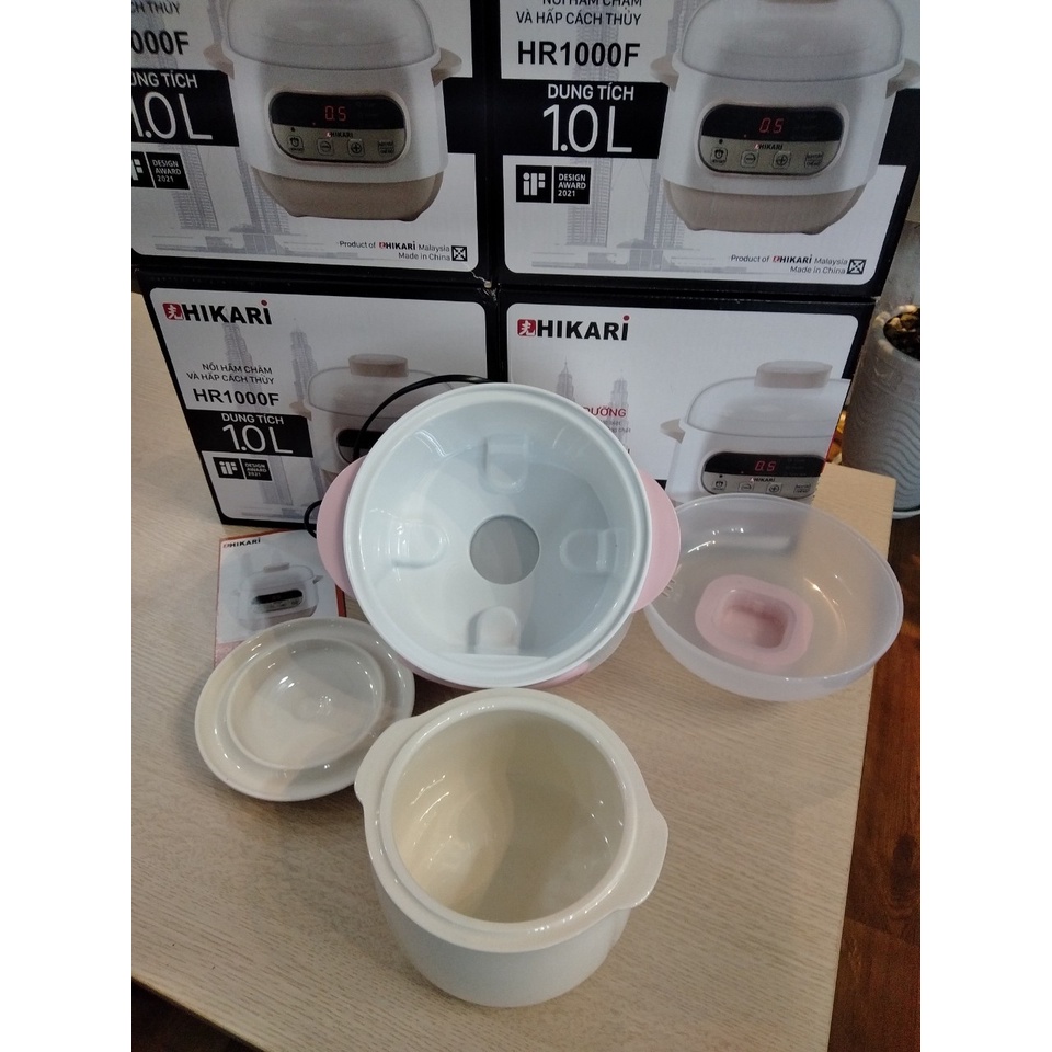 Nồi chưng yến, nấu chậm Hikari HR1000F - Dung tích 1L - Bảo hành chính hãng 12 tháng