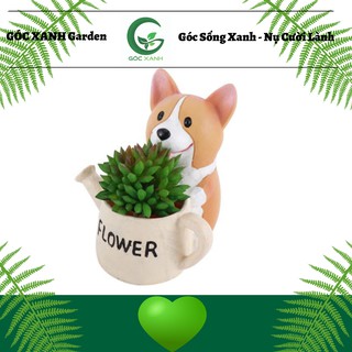 [Hàng Nhập] Chậu Hình Chú Chó Corgi Ôm Bình Nước, Trồng Cây, Cắm Hoa, Văn Phòng, Gia Đình, Trồng Sen Đá, Xương Rồng