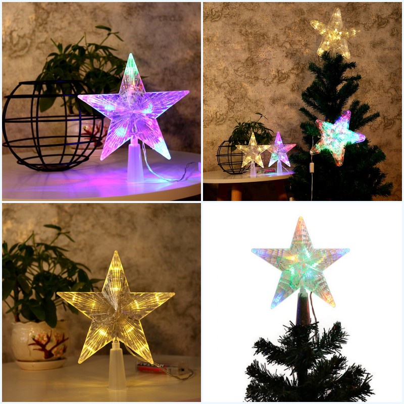 Đèn LED Hình Ngôi Sao Năm Cánh Trang Trí Cây Thông Giáng Sinh Năm Mới