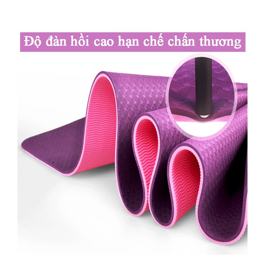 Thảm Tập Yoga chống trượt 2 lớp dày 8mm chất liệu cao su non TPE cao cấp tấm thảm tập gym thể dục tại nhà GYGA