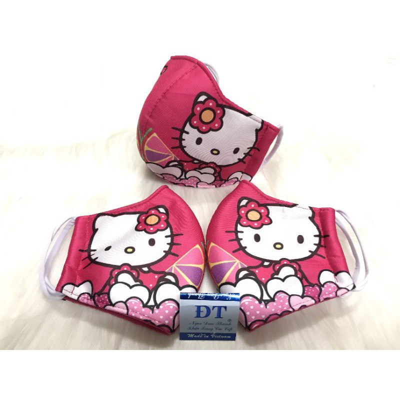 Khẩu trang in hình kity cho bé size 2-8 tuổi