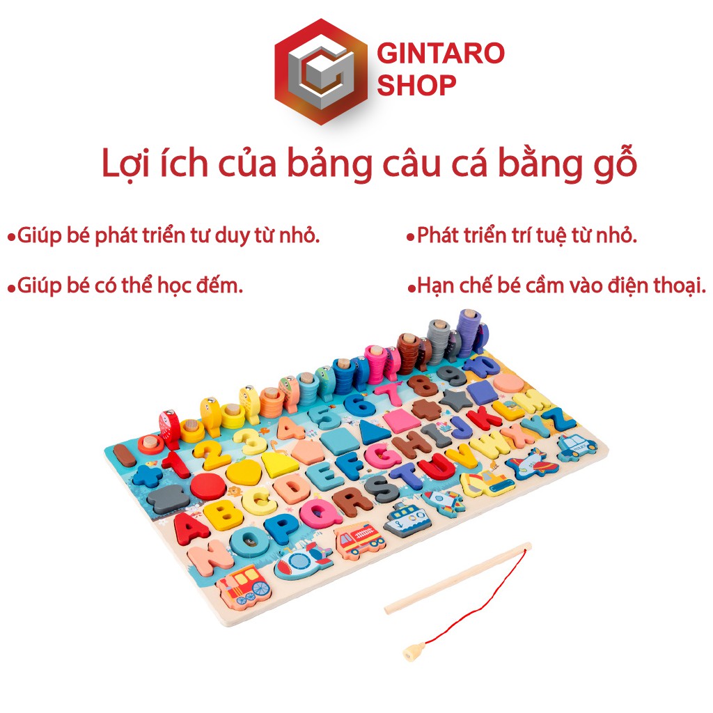 Đồ chơi câu cá cho bé bằng gỗ đa dạng chức năng, Đồ chơi trẻ em bằng gỗ Gintaro Shop