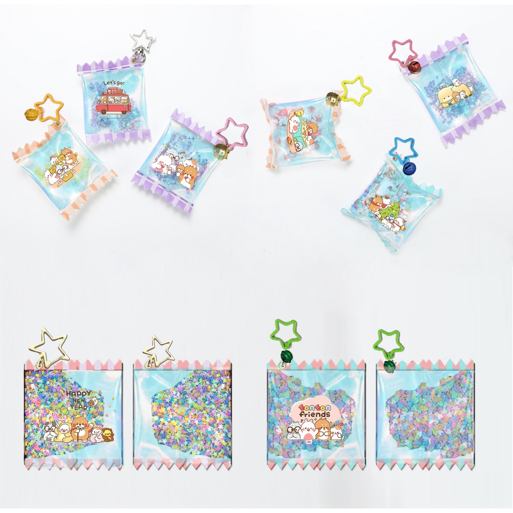 Móc khoá kẹo usagyuuun MKCS4 charm shaker molang pusheen gấu brown tonton khủng long hoàng đế mèo ba anh em gấu