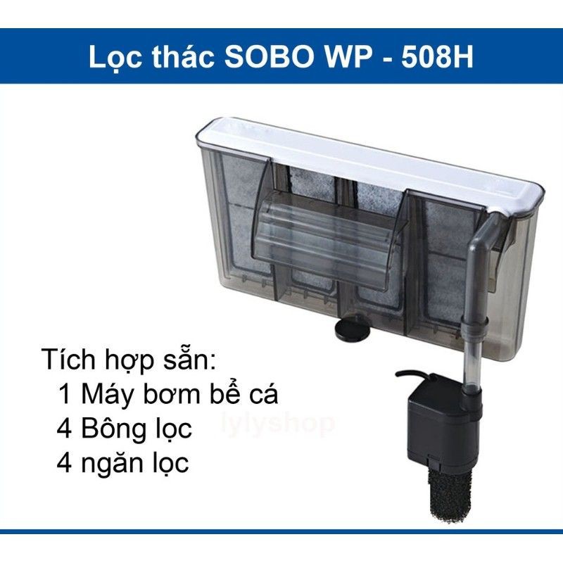 lọc treo SOBO 508H công suất 800L/h giúp cải thiện chất lượng nước bể cá