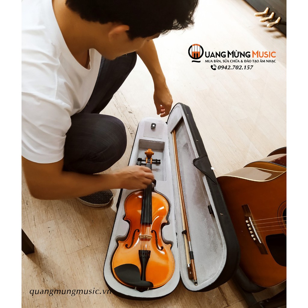 Đàn Violin Gỗ Thích Cao Cấp Full Box Size 4/4 Tặng kèm nhựa thông