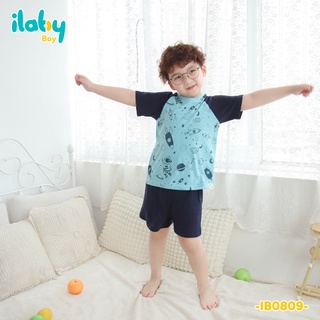[25.6 GIẢM 40K ĐƠN 299K] Đồ bộ bé trai ILABY hình vũ trụ chất liệu cotton thoáng mát [52IB08090122]
