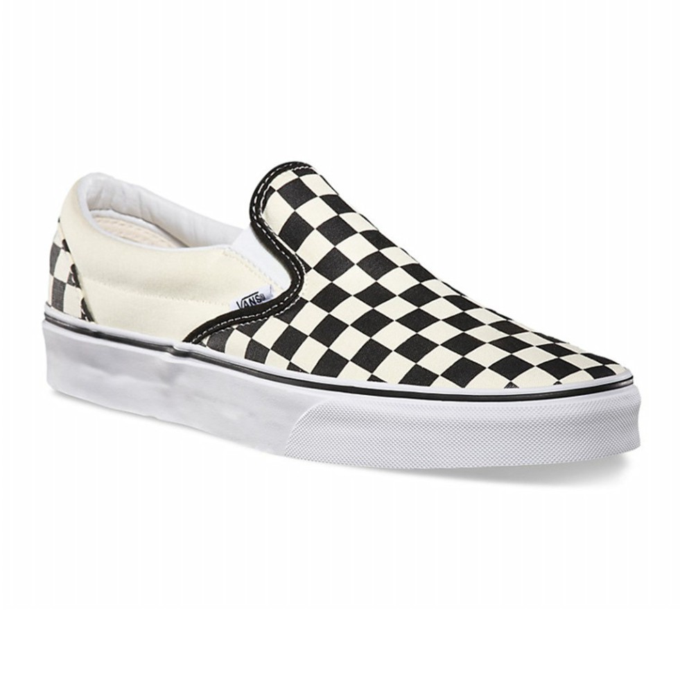 Giày Lười Slipon Nam Nữ - Giày Vans Caro Vải Đen Trắng Lót Da | BigBuy360 - bigbuy360.vn