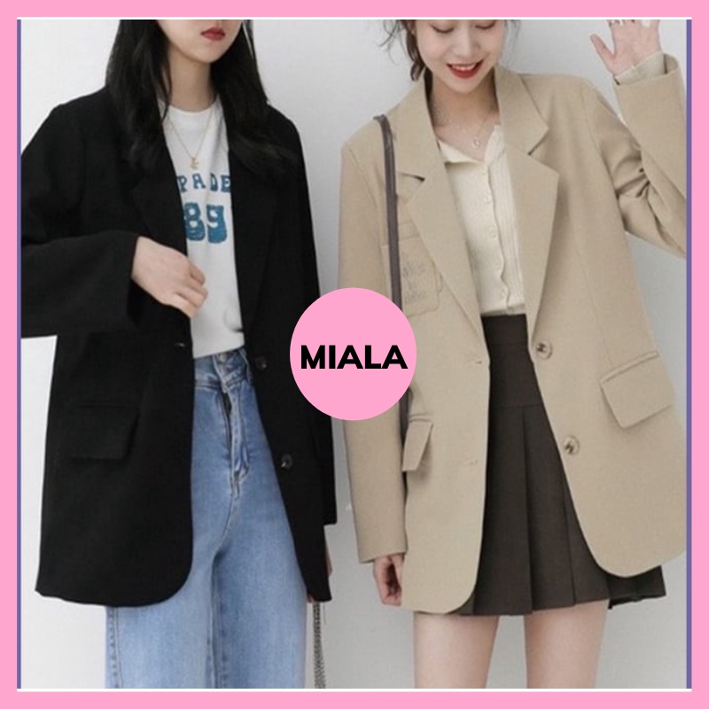 Áo vest nữ 2 lớp , Blazer tay dài màu trơn cho nữ ,AVS01 khoác ngoài cho nữ thời trang hàn quốc -MIALA