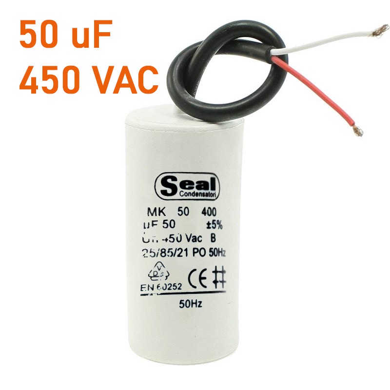 Tụ điện capa nhựa trắng 20uF hoặc 50uF 450 VAC cho điều hòa máy giặt tủ lạnh mô tơ