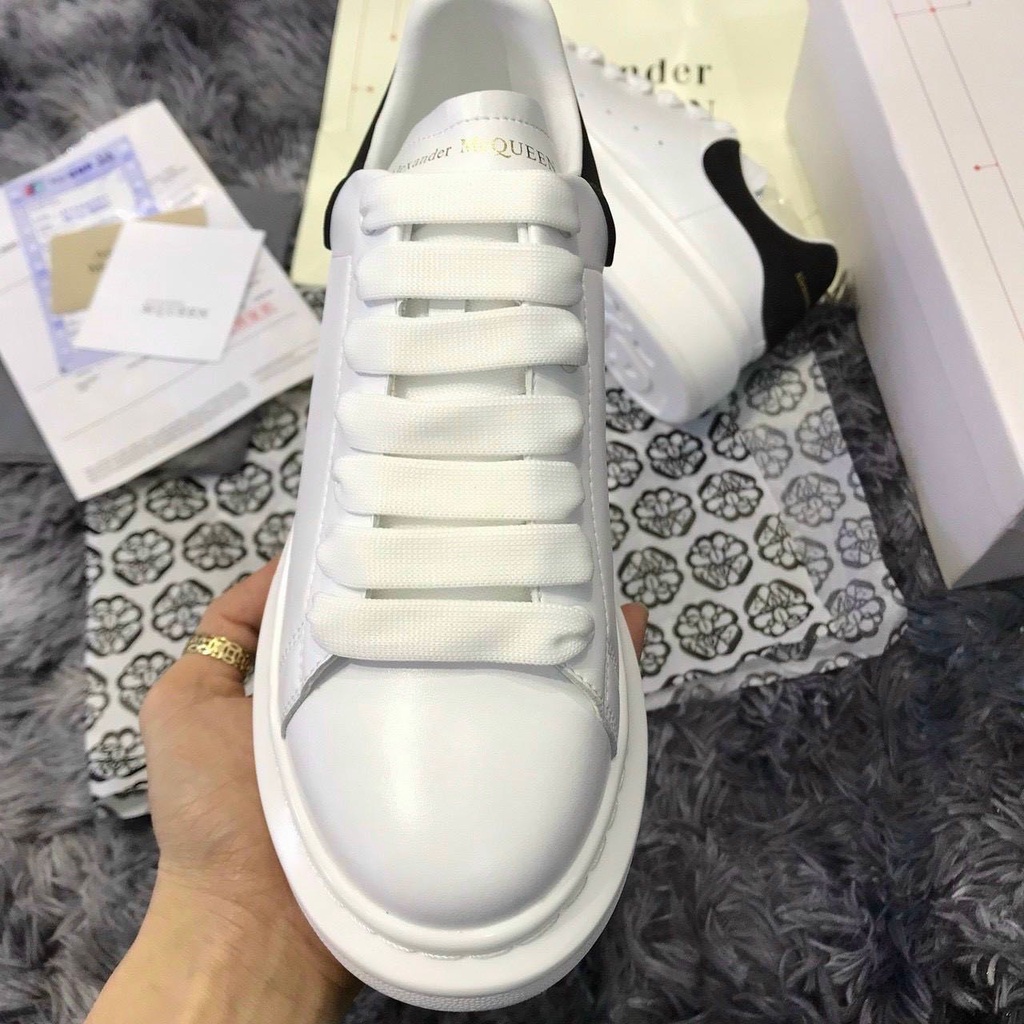 Giày Ulzzang Nam Nữ Hàn Quốc Độn Đế Đẹp Giá Rẻ Alexander MCQueen MCQ Cổ Thấp Trắng Gót Đen Tăng Chiều Cao G06