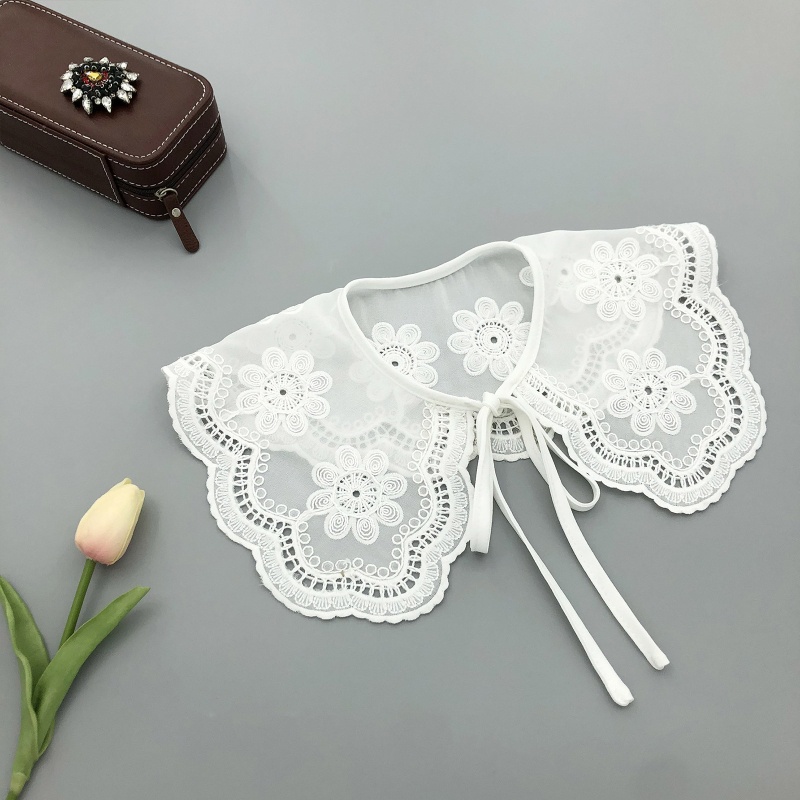 Cổ Áo Sơ Mi Giả Thêu Họa Tiết Trang Trí Cho Bé Gái