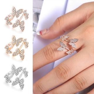 Nhẫn hở mạ bạc 925 hình bướm đính đá thời trang